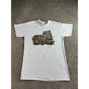 VINTAGE Endangered Species Shirt Womens OS Gray Bear Cups Young'uns Wildlife 90s